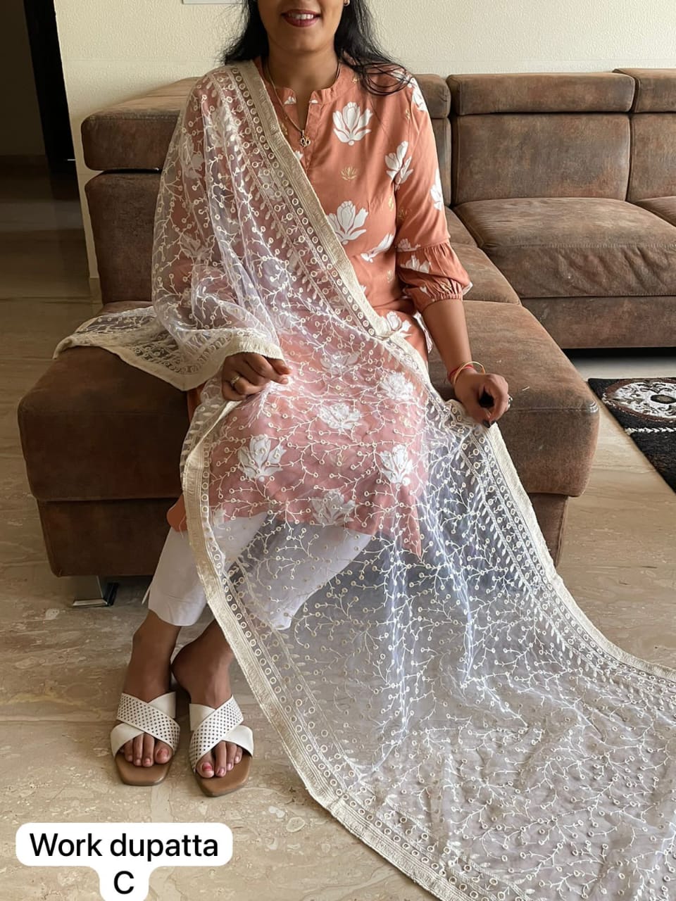 Mamaji Net Fancy Work Stole Dupatta Wholesale Price In Surat